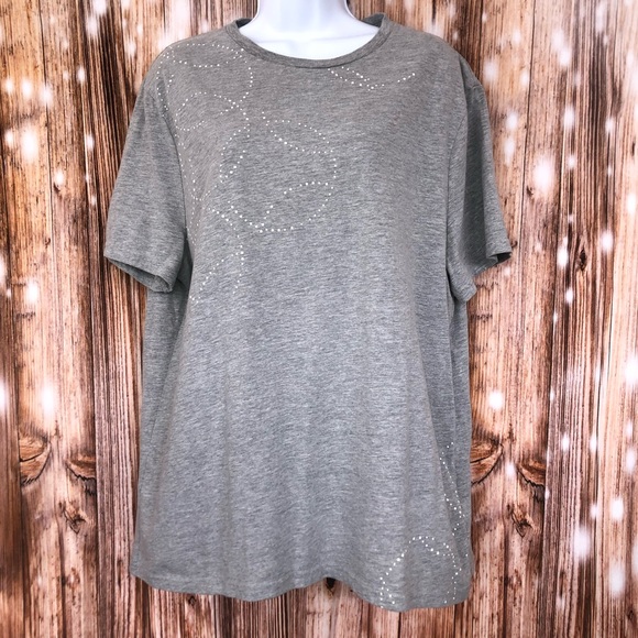 Express Tops - Express Light Gray Short Sleeve Tee with Dots